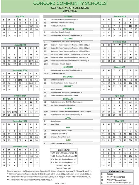 Concord Public Schools Calendar