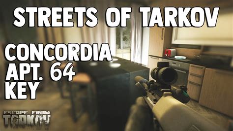 Concordia apartment 64 office room key (Concd off.) is a Key in Escape from Tarkov. A key to the office room of the premium apartment inside the Concordia building. In Jackets In Drawers Pockets and bags of Scavs Door to the office in apartment 64 on the second floor of the Concordia building at Streets of Tarkov. Requires a Concordia apartment 64 key to ….