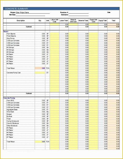 Concrete Estimate Template Free Of Concrete Estimate Driverlayer Search Engine