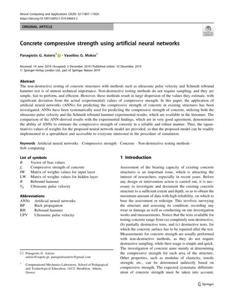 Concrete compressive strength using artificial neural networks