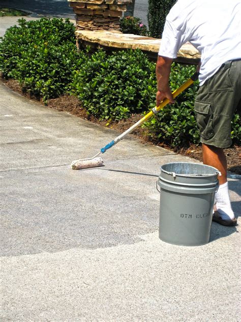Concrete driveway sealer. This kind of sealer is also used when you're going to polish concrete floors and slabs. A. Dustproofs concrete surfaces. B. Use on new or existing concrete floors. C. Reduces tire marking. This sealer can be applied to concrete that's 1 day old or older. You don't have to wait until it's fully cured. 