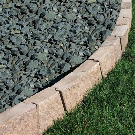 Concrete edging stones. Scalloped edging adds a classic look to any flowerbed or pathway border. This 12 in. straight version of the Scalloped Edger looks great in square flowerbeds, lining a driveway, or combined with the curved edger. The tongue and groove joint design ensures neighboring stones support each other while remaining gap-free. 
