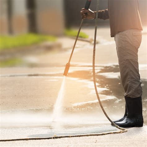 Concrete pressure washer. Most damage to surfaces comes from choosing the incorrect tip. Start with the “walk-up” method. Use the widest tip first and keep the wand at least 2 feet from the object you want to clean. Choose an inconspicuous spot to test on. Move forward until you get a good idea about the cleaning power of this particular tip. 