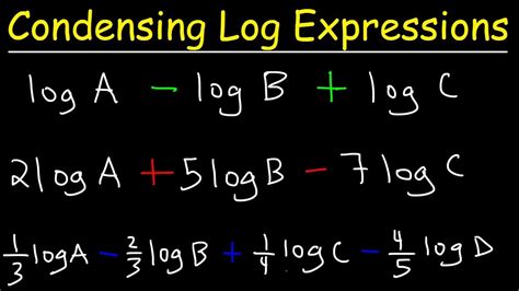 Condense the logarithm. Learn how to condense logarithms in this more challenging free math video tutorial by Mario's Math Tutoring. We discuss the properties of logarithms and how ... 