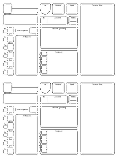Condensed NPC Character Sheet 5E PDF