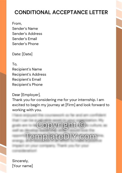 Conditional Acceptance Offer Example