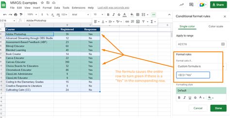 Conditional Formatting with Custom Formulas in Google Sheets