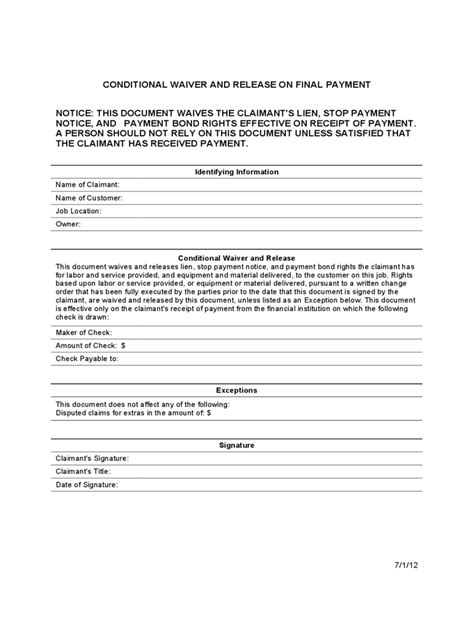 Conditional Release Form 2 Free Templates in PDF, Word, Excel Download