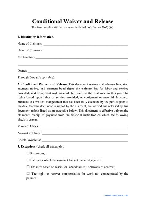 Conditional Waiver & Release Upon Final Payment Fill and Sign