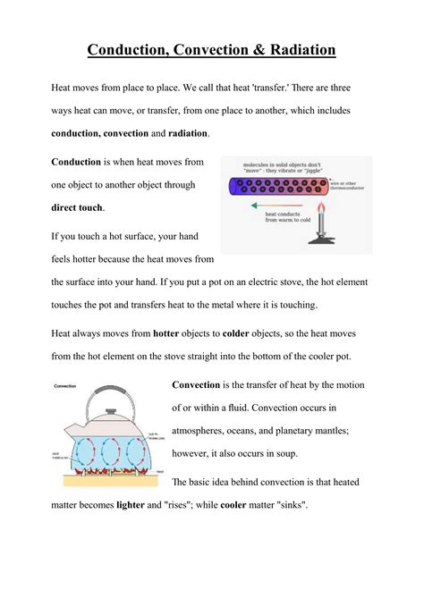 Conduction Convection Radiation Worksheet Answer Key