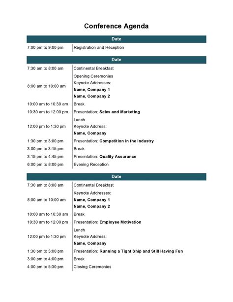 Conference Event Agenda