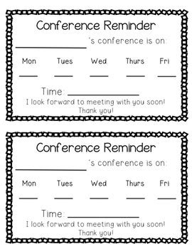 Conference Reminder and Parent Note to Student! Simple and Easy