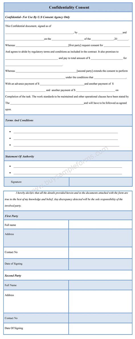 Confidentiality Consent Form Sample Forms