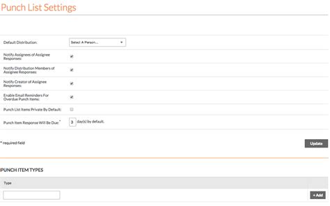 Configure Advanced Settings Punch List Procore
