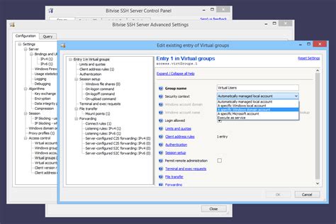 Configuring Bitvise SSH Server with virtual accounts Bitvise