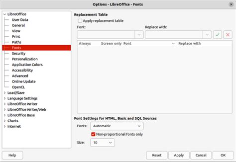 Configuring LibreOffice