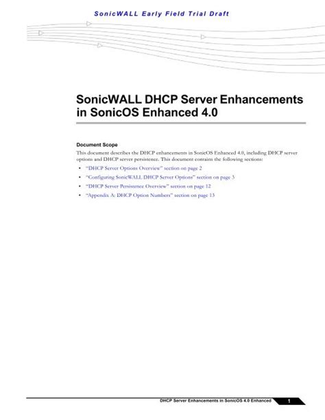 Configuring the DHCP server on the SonicWall SonicWall