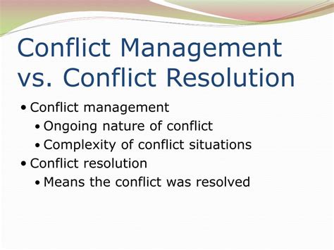Conflict management vs conflict resolution.  This chapter offers an historical p...