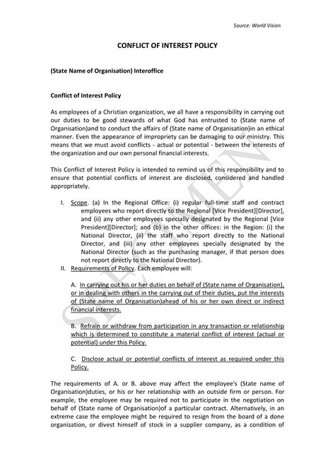Conflict of Interest Policy Examples 15+ PDF Examples