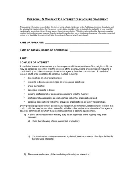 Conflict of interest disclosure statement template in Word and Pdf formats