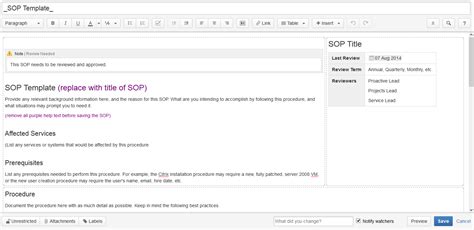 Confluence IT docs templates sysadmin