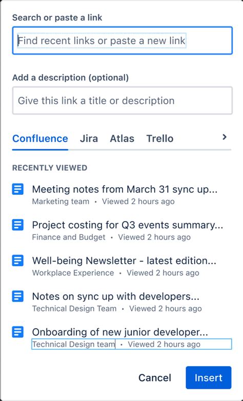 Confluence list of links.  Learn how to use Smart Links and insert anchors into a...