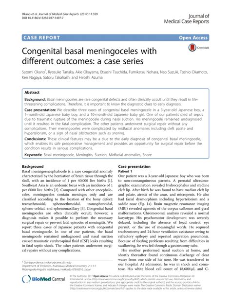 Congenital basal meningoceles with different outcomes: a …