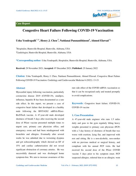 Congestive Heart Failure Following COVID-19 Vaccination