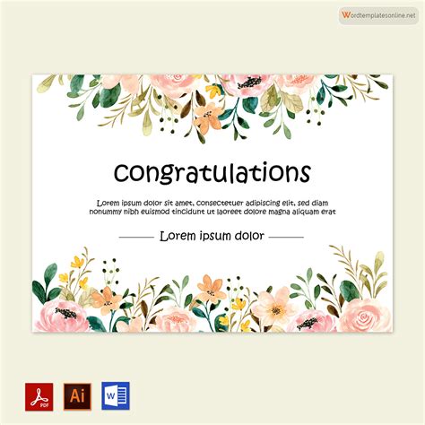 Congratulations Greeting Card Template [Free PDF] Word PSD Apple Pages Illustrator