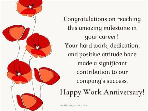 Congratulations To Employee Work Anniversary ★ Best Wishes