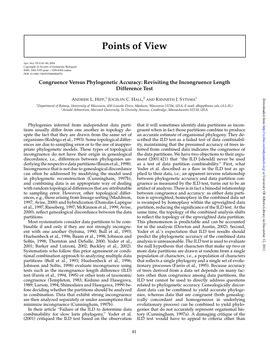 Congruence Versus Phylogenetic Accuracy: Revisiting the Incongruence …