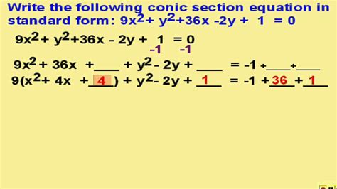 Conic Equation into Standard Form YouTube