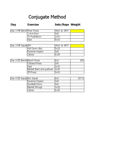 Conjugate Method Template Excel