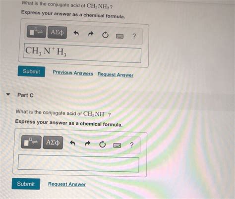 Conjugate acid of ch3nh2.  Part A CH3NH2 Express your answer as a chemical expr...