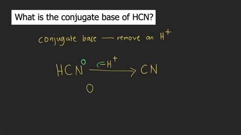 Conjugate base of hcn.  Let us illustrate this system using the neutralization of hy...
