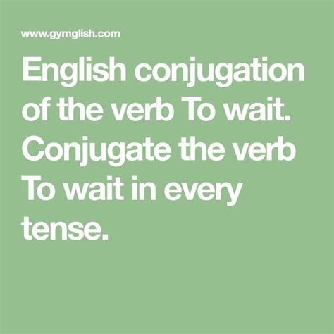 Conjugation wait Conjugate verb wait Reverso Conjugator English