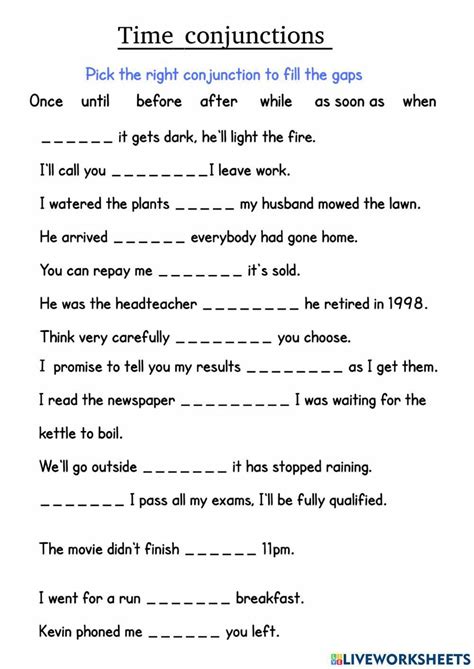 Conjunctions worksheet 4 skoolon com Worksheets Library