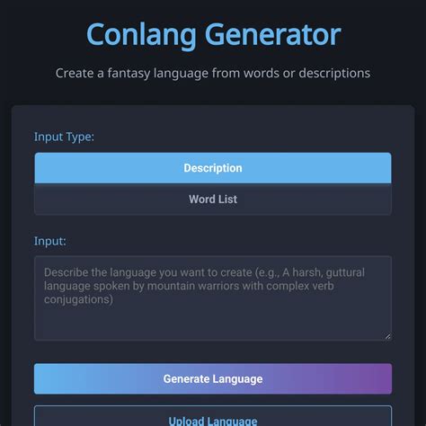 Conlang generator.  Perfect for world-building, storytelling, and linguistic exploratio...