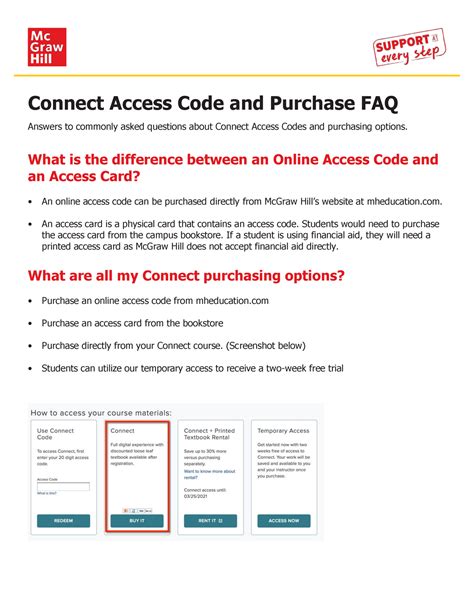 Connect Access Code and Purchase FAQ - McGraw Hill