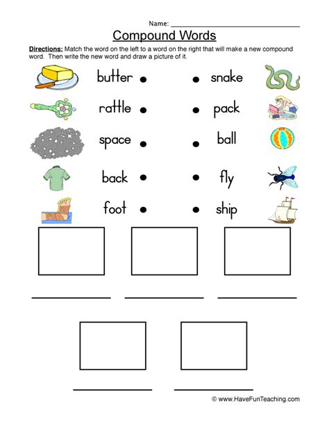 Connect and Draw Compound Words Worksheet by Teach Simple