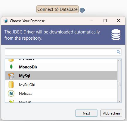 Connect to MySql Database - DbSchema