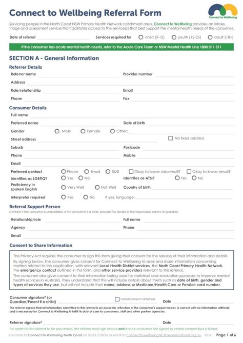 Connect to Wellbeing Referral Form - Neami National