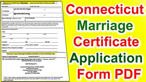 Connecticut Marriage Certificate Application