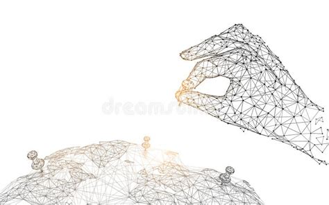 Connecting People Form Lines, Triangles and Particle Style Design Stock