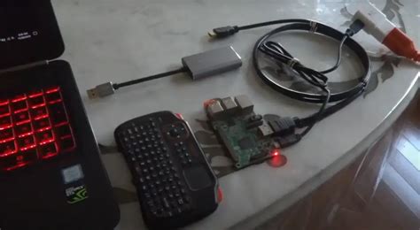 Connecting Raspberry Pi to HDMI on a laptop.