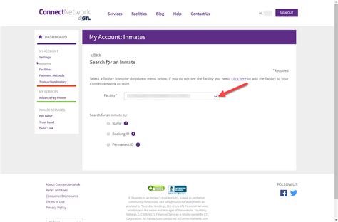 To get started on this site, simply use the buttons above to sign in or create a ConnectNetwork account. Once you’ve signed in to your account, select the inmate or service for which you’d like to make a payment/deposit, and provide details such as amount and credit card information to complete your transaction. BACK TO TOP. Phone.. 