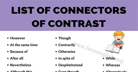 Connectors Of Contrast 40 Useful Connectors Of Contrast In English