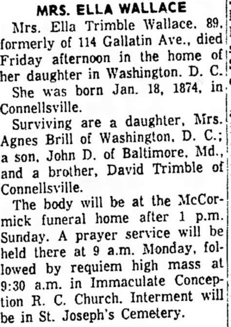 Connellsville newspapers obituaries. Sandra Sue Howell, 72, of Connellsville, was born on September 6, 1951, and passed away on December 13, 2023, in Mt. Pleasant. ... You can publish a complete obituary in over 2,700 newspapers ... 