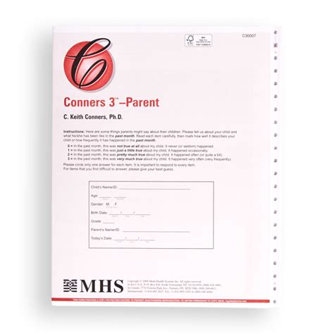 Conners 3 Parent Forms with DSM5 Updates