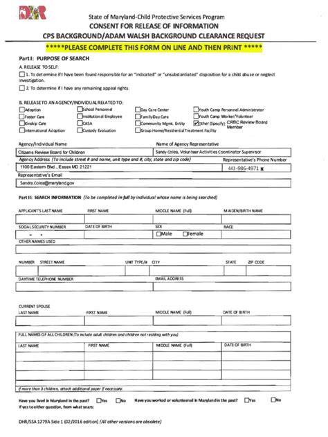 Consent For Release Of Information/background Clearance Request State